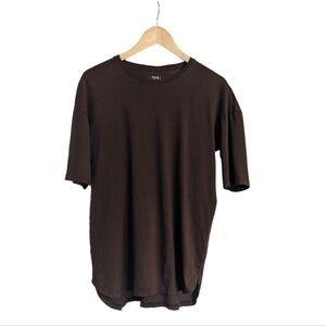 2/$15 Men's Le 31 Simons Basic Brown Short Sleeve Shirt- Size Small